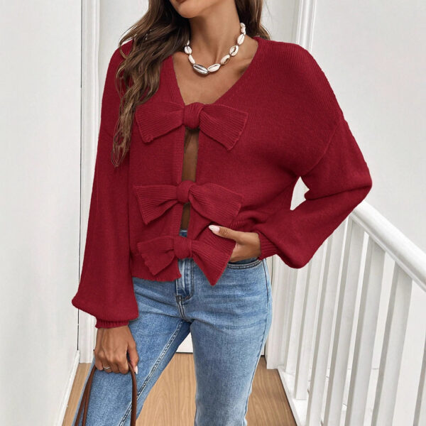 Minimalist Bowknot Matching Niche Knitted Jacket - Image 4