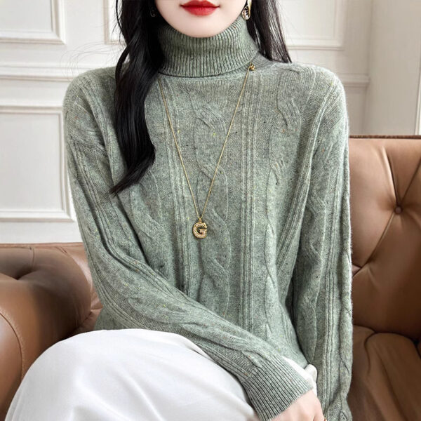 Pure Color Thickened Twisted Women's High Lapel Knitted Sweater - Image 4