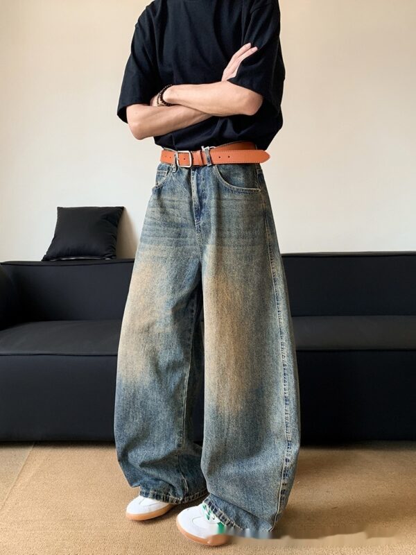 Summer American Retro Distressed Machete Denim Slimming Wide-leg Pants For Men - Image 7