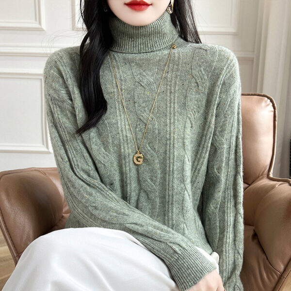 Pure Color Thickened Twisted Women's High Lapel Knitted Sweater - Image 8