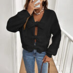 Minimalist Bowknot Matching Niche Knitted Jacket