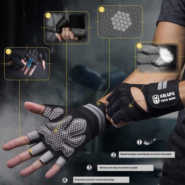 Fitness Gloves Weightlifting For Men And Women Half Finger Sports Anti-slip - Image 3