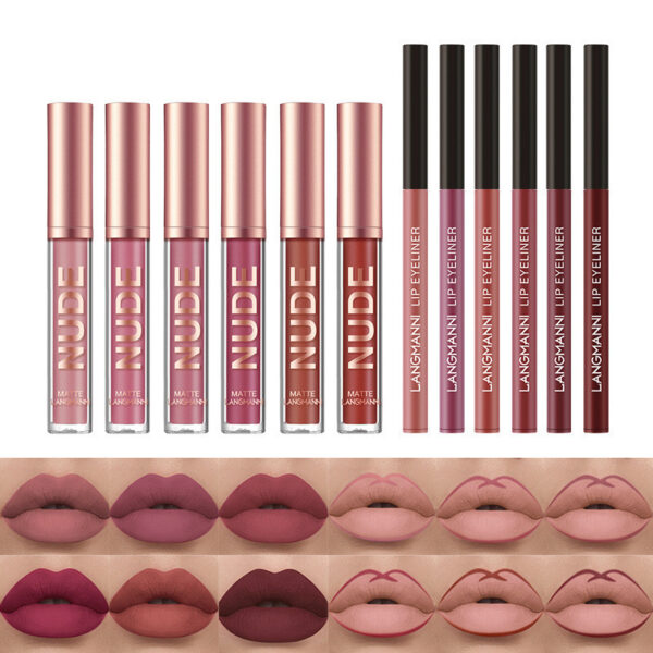 Lip Liner And Lipstick Makeup 12 Pcs Set 6 Matte Lipstick 6 Lip Liner Pens Waterproof Long Lasting Matte Lipstick Beauty Cosmetics Makeup Gift For Girls Lipstick Set - Image 3