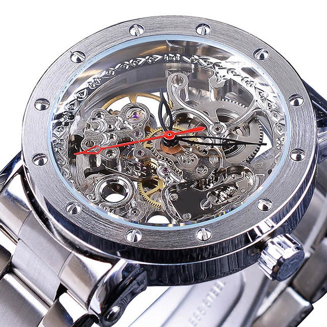 Hollow Out See Through Mechanical Watch Men's Fashion Waterproof Automatic Watch - Image 8