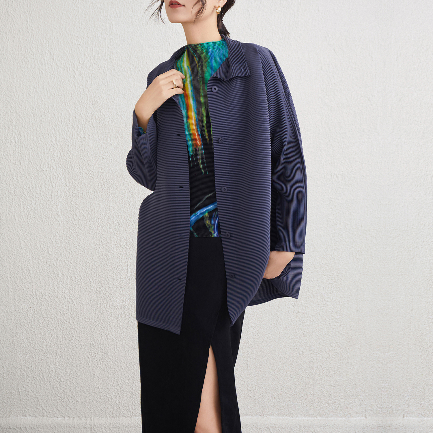 Knitted Long Wild Turtleneck Coat Top - Image 6