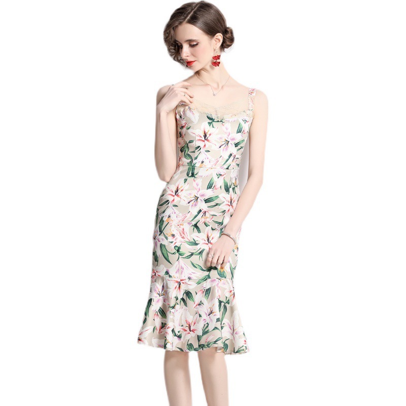 French Lace Patchwork Suspender Dress For Women - Image 3