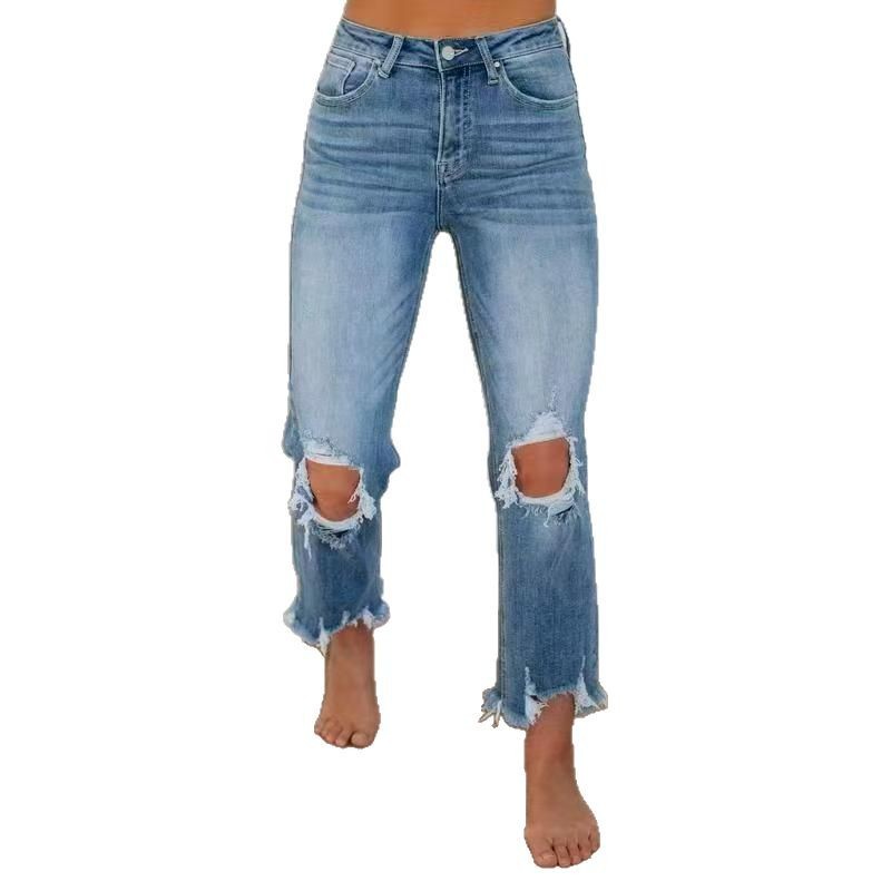 European And American Ripped Jeans Women's Tight – Bild 2