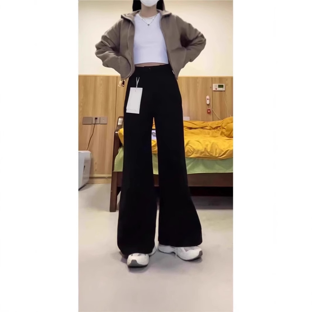 Loose Slimming Wide Leg Straight Pants - Image 4