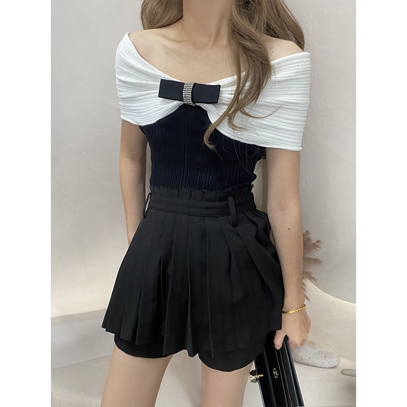 Bowknot Off-shoulder Knitted Top — изображение 3