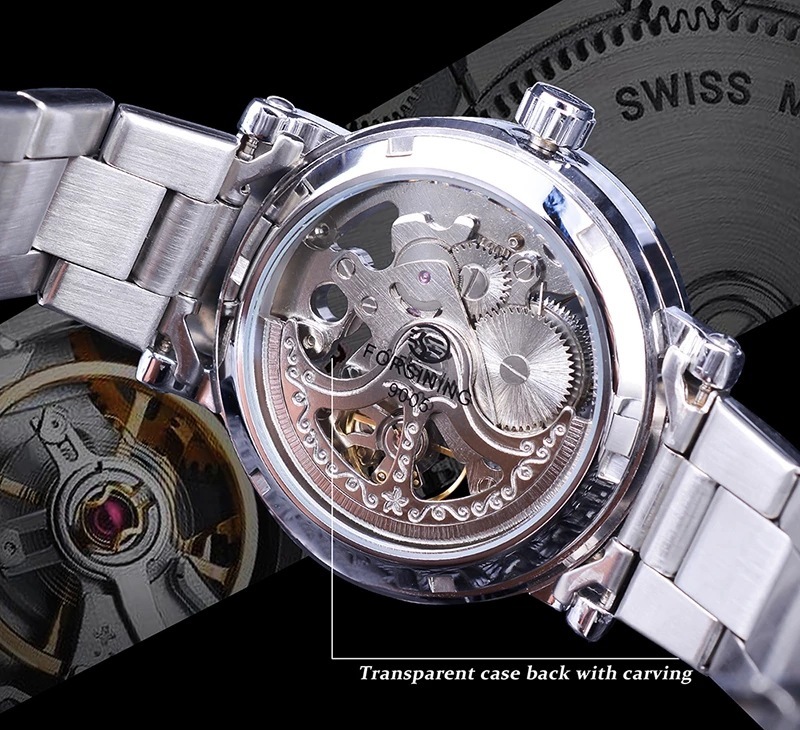 Hollow Out See Through Mechanical Watch Men's Fashion Waterproof Automatic Watch - Image 9