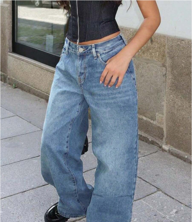 Street Style Loose Distressed Retro Washed Wide Leg Jeans - Image 2