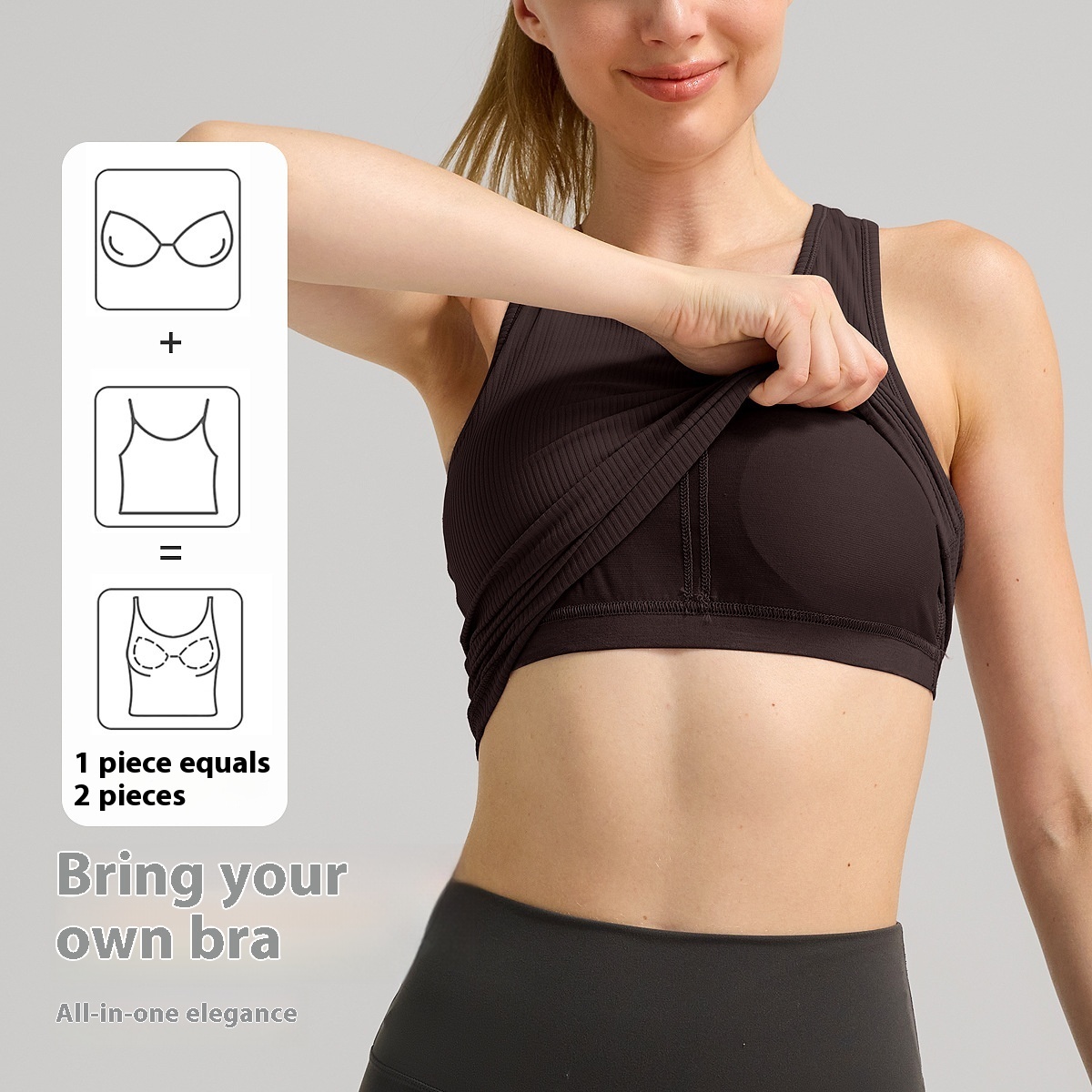 Sports Vest Ladies Belt Chest Pad Rib Breathable Quick-drying Workout Top - Image 4