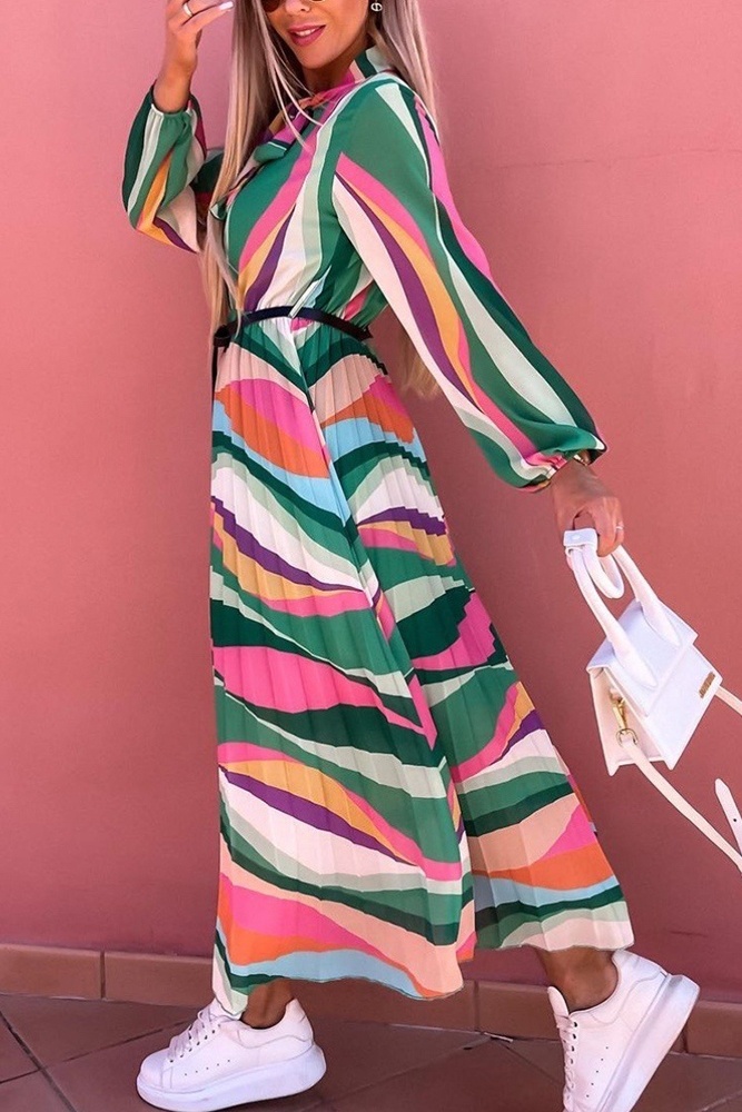 Long Sleeve Printed Casual Swing Dress - Image 2