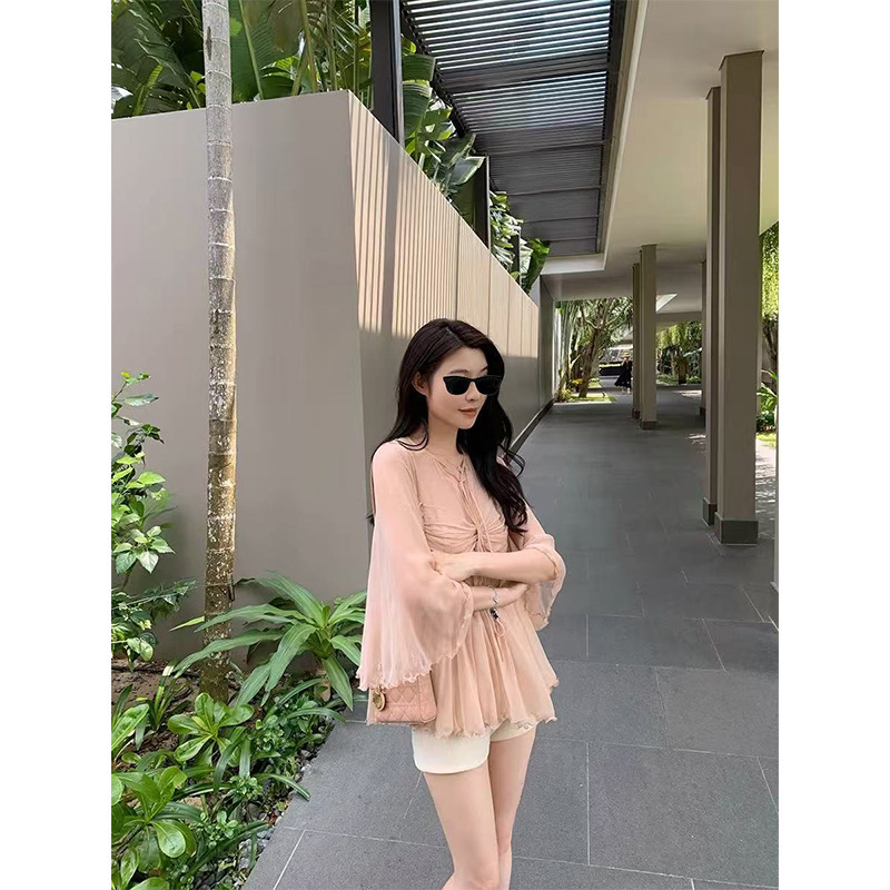 Pure Desire Style Chiffon Shirt Women's High-grade Ruffle Sleeve Mesh - Image 4