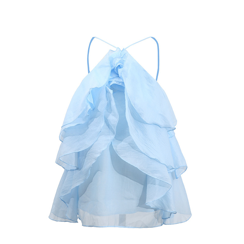 Ruffled Shirt Halter Design Sleeveless Camisole - Image 5