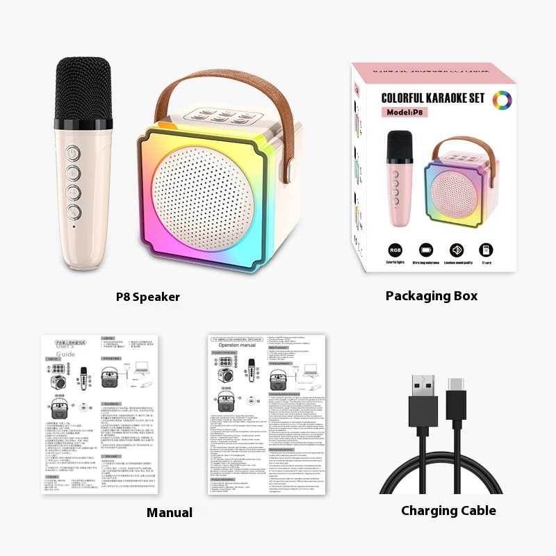 Double Microphone Household Outdoor Karaoke Microphone Speaker - Image 3