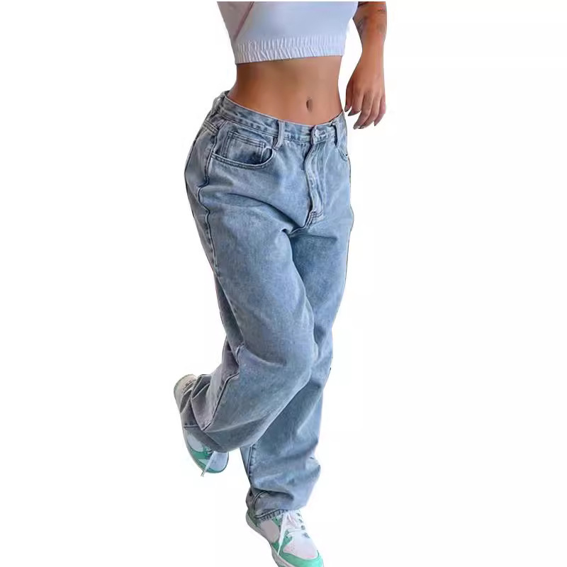 Casual Retro Loose Denim Trousers Women - Image 3