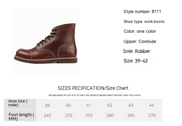 Retro Cowhide Martin Boots Men's Oil Wax Leather Military Boots Worker Boot — изображение 7