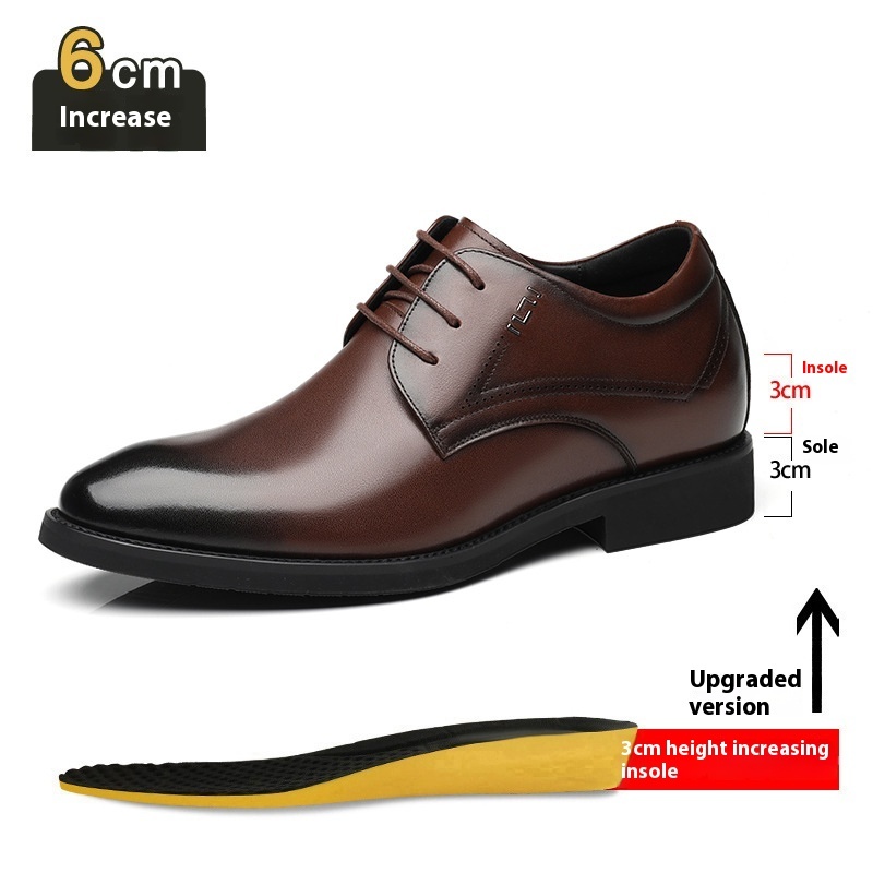 Business Formal Wear Genuine Leather Breathable Increased Men's Shoes - Image 10