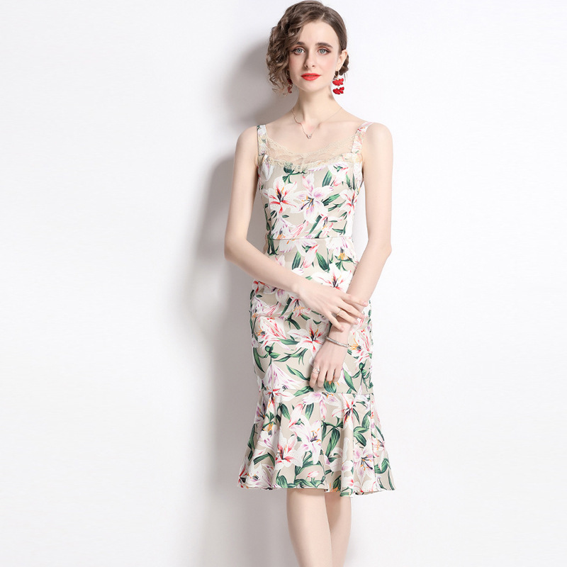 French Lace Patchwork Suspender Dress For Women - Image 5