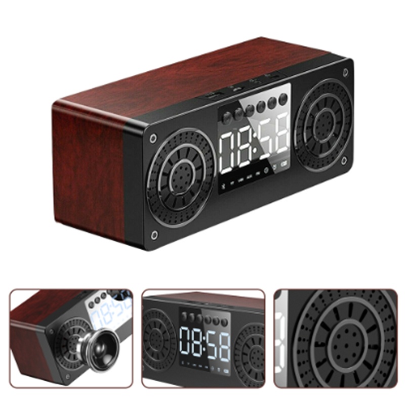 Wooden Clock Bluetooth Speaker Retro Subwoofer - Image 6