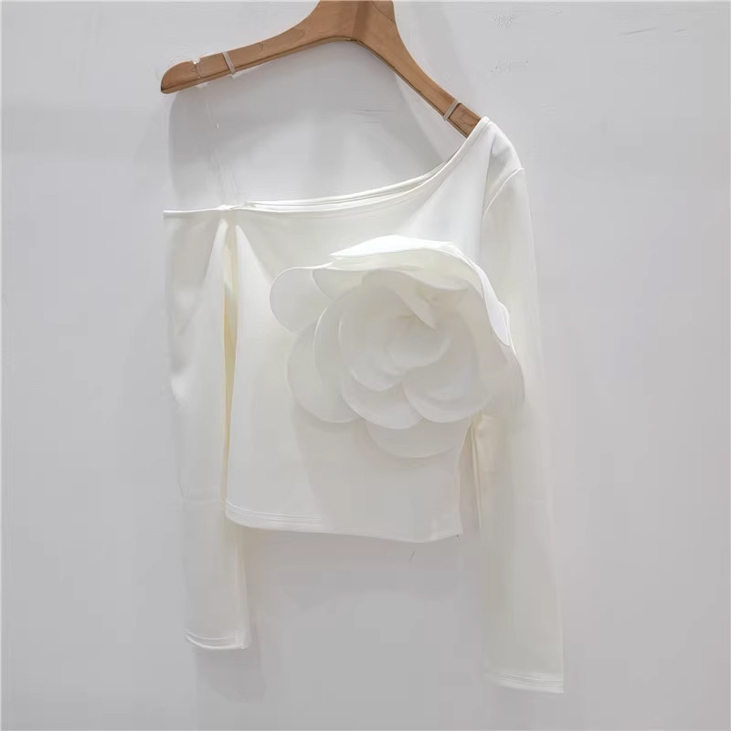 Pure Spice Girl Diagonal Neckline Single Shoulder Halter Long Sleeve Ladies Wear Western Slim T-shirt Top – Bild 6