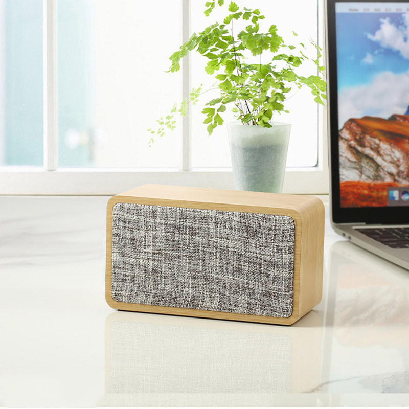 Wooden Fabric Bluetooth Speaker Retro Card Desktop Audio - Image 2