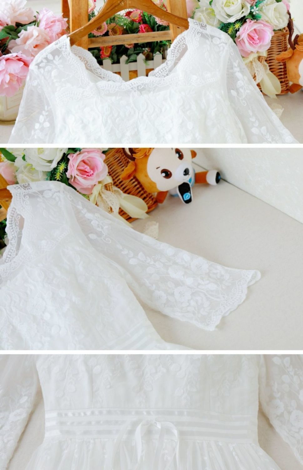 Vintage Fairy Long Skirt Super Fairy White Lace Dress – Bild 4