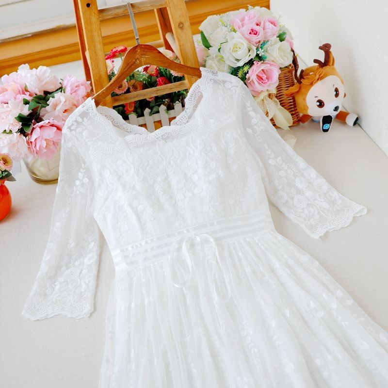 Vintage Fairy Long Skirt Super Fairy White Lace Dress – Bild 3