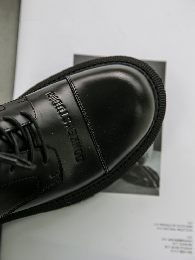 Casual Black Thick-heeled Shoes With Thick Soles And Big Toe Straps – Bild 3