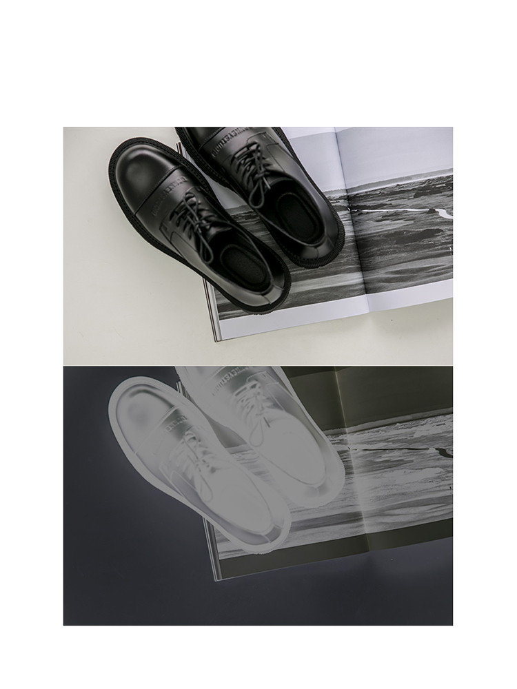 Casual Black Thick-heeled Shoes With Thick Soles And Big Toe Straps – Bild 4