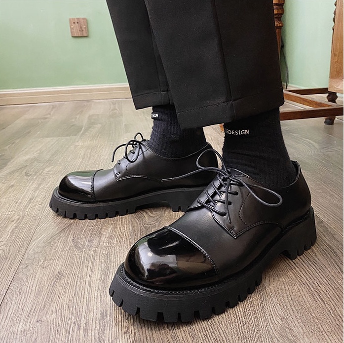 Round-Toe Leather Shoes Men'S Trend Wild Youth Business Dress Shoes Increase The Trend Of British Leather Men'S Shoes – Bild 5