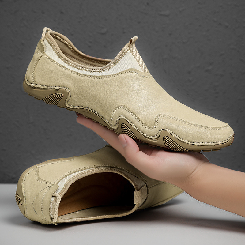 Men's Octopus Casual Shoes Small Leather Shoes Spring Low Cut Frosted Leather Large Size Handmade Peas Shoes Single Shoes - Image 2