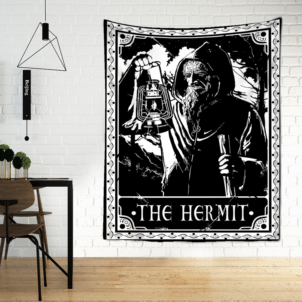 Black Tarot Cards Tapestry Wall Hanging Moon Star Medieval Europe Divination Hippie Tapiz Tapestry for Home Decor — изображение 4