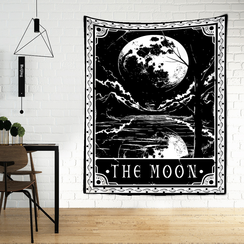 Black Tarot Cards Tapestry Wall Hanging Moon Star Medieval Europe Divination Hippie Tapiz Tapestry for Home Decor — изображение 5