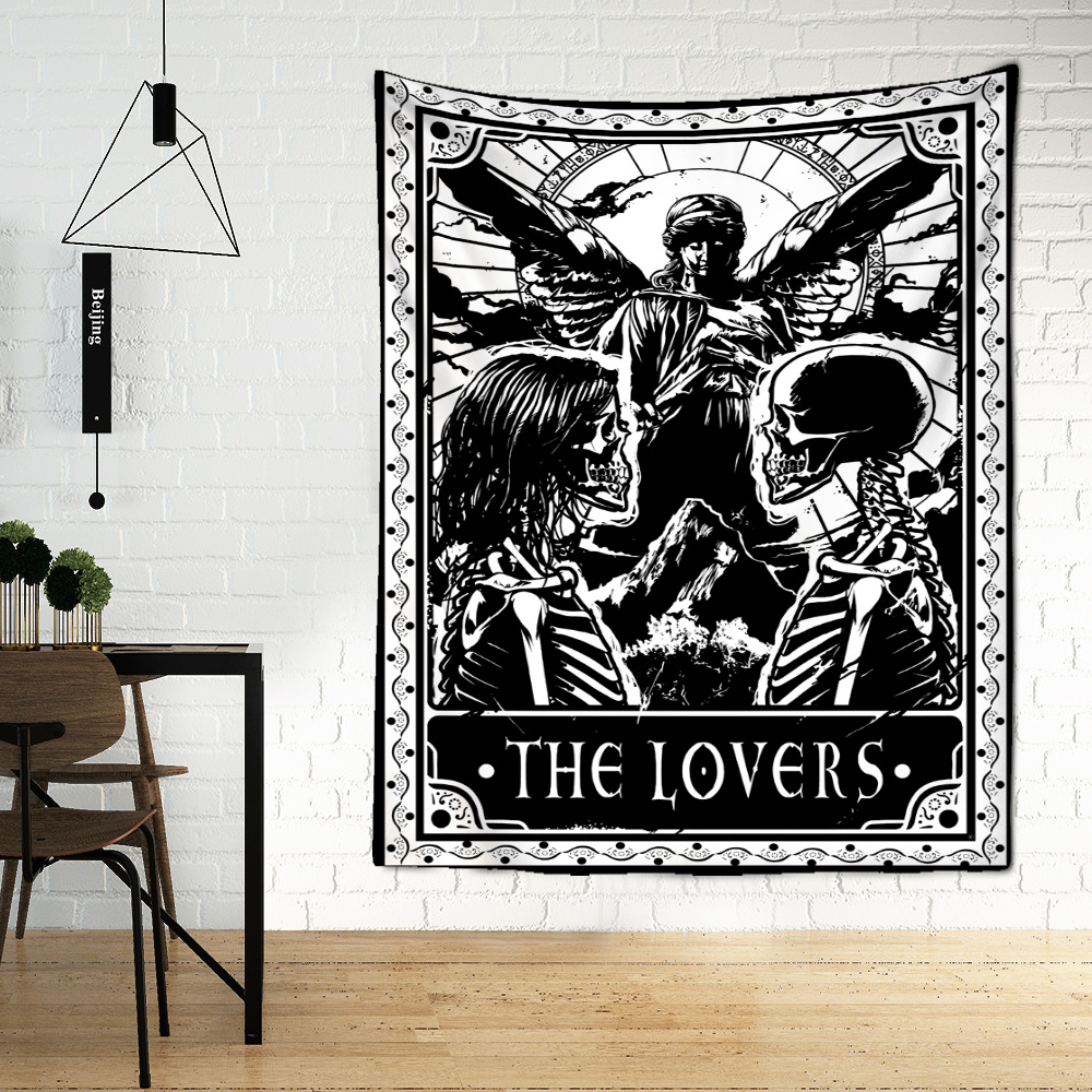 Black Tarot Cards Tapestry Wall Hanging Moon Star Medieval Europe Divination Hippie Tapiz Tapestry for Home Decor — изображение 8