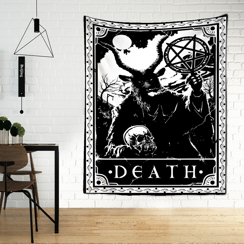 Black Tarot Cards Tapestry Wall Hanging Moon Star Medieval Europe Divination Hippie Tapiz Tapestry for Home Decor — изображение 9