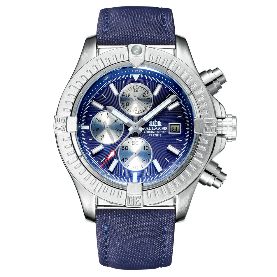 Automatic Mechanical Luminous Canvas-shaped Leather Multifunctional Men's Watch - Image 3