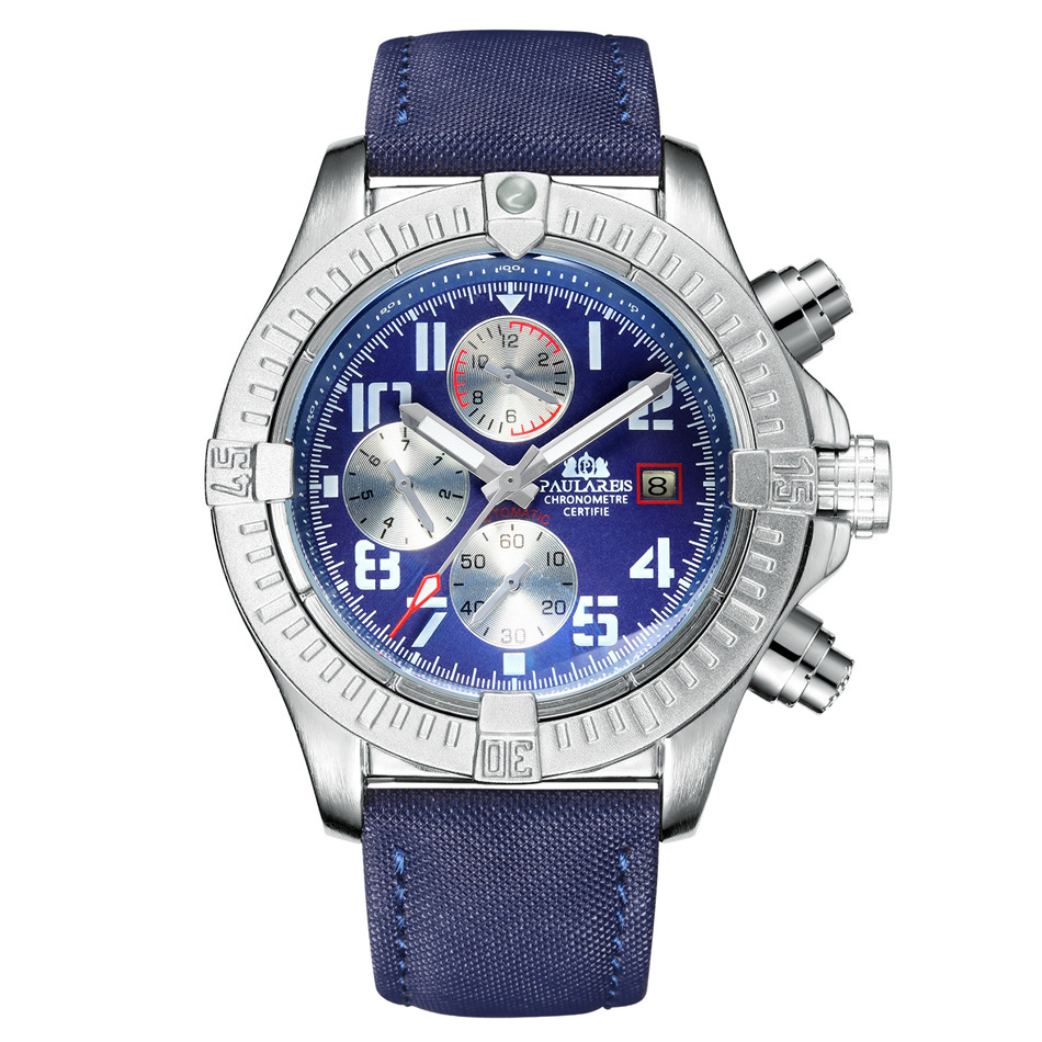 Automatic Mechanical Luminous Canvas-shaped Leather Multifunctional Men's Watch - Image 6