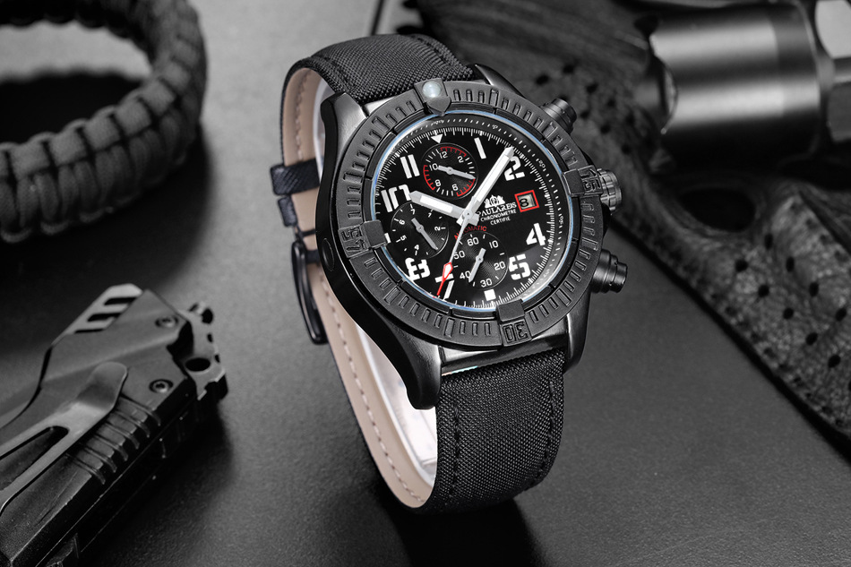 Automatic Mechanical Luminous Canvas-shaped Leather Multifunctional Men's Watch - Image 2
