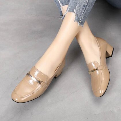 New Style Single Shoes Women Thick Heel Comfortable Korean Fashion Women's Leather Shoes Mid-heel