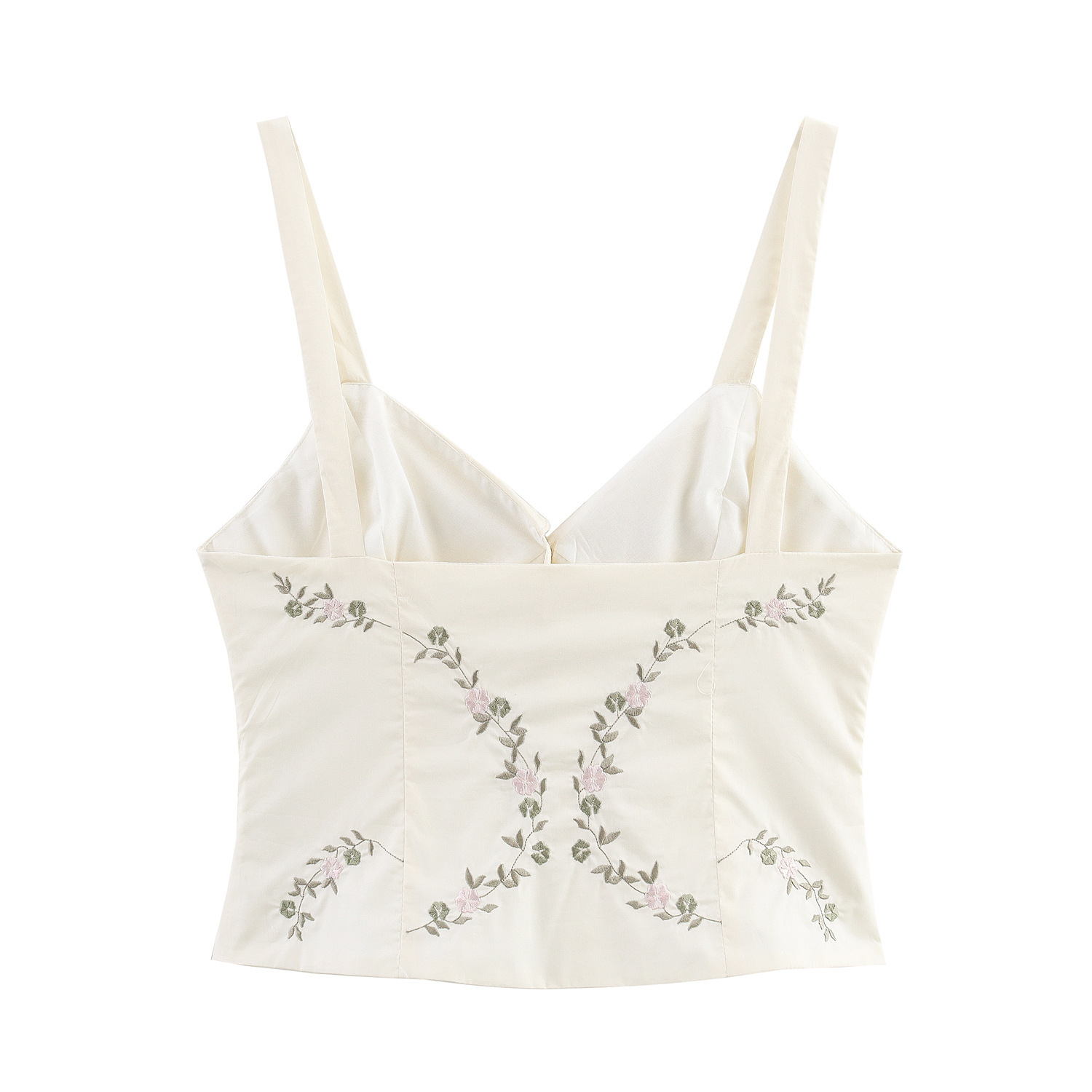 Summer European And American Style Simple Embroidered Poplin Sling Top - Image 2