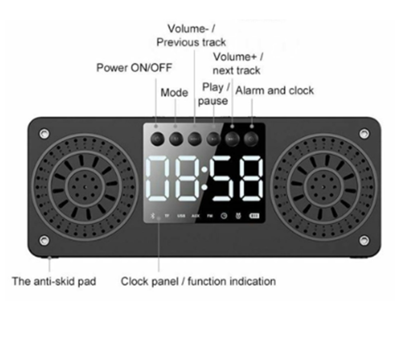 Wooden Clock Bluetooth Speaker Retro Subwoofer - Image 5