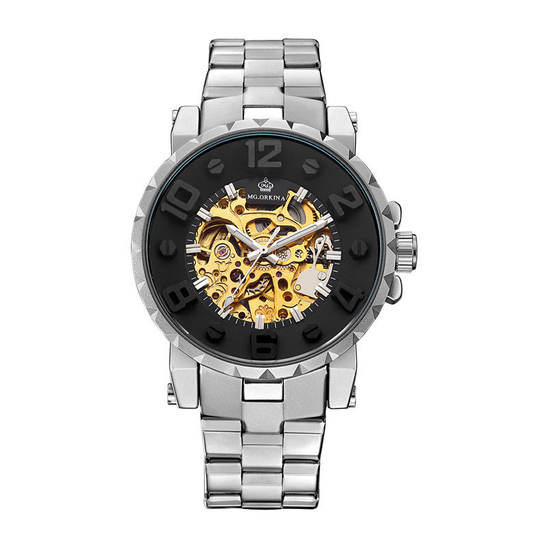 Full Hollow Men's Semi-automatic Mechanical Watch Men's Watch Steel Watch - Image 9