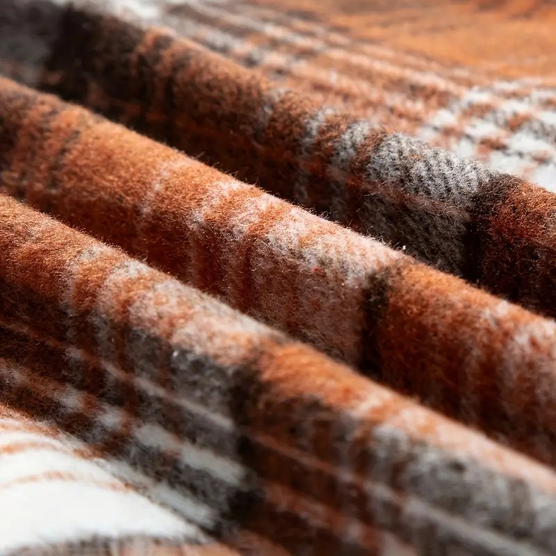 Women's Notch Lapel Check Print Long Sleeve Shirt - Button Front Pocket Detail Casual Blouse - Image 10