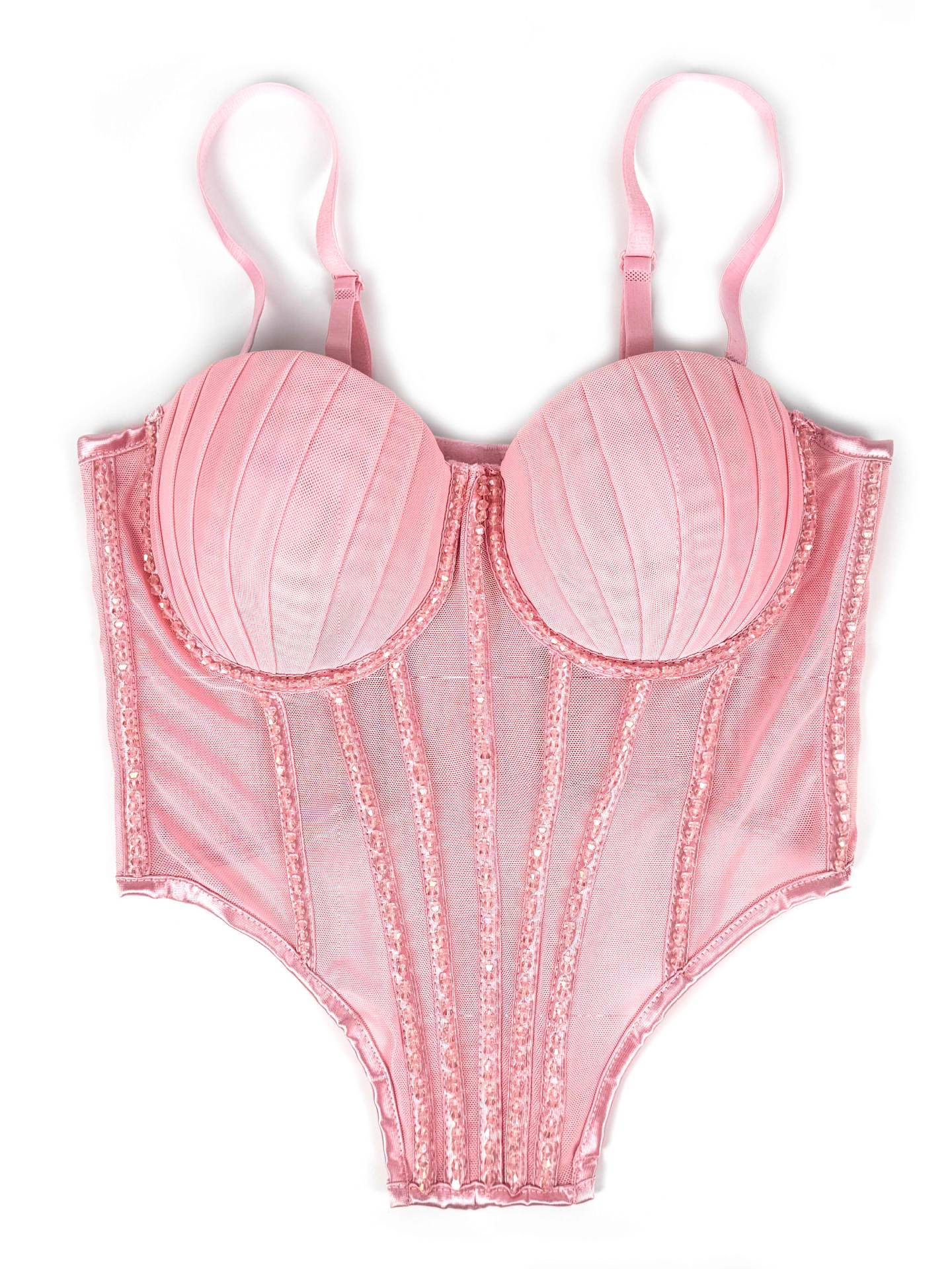 Sexy Mesh With Braces And Breast Pad Can Be Worn Outside Rhinestone Fishbone Plastic Bra - Image 10