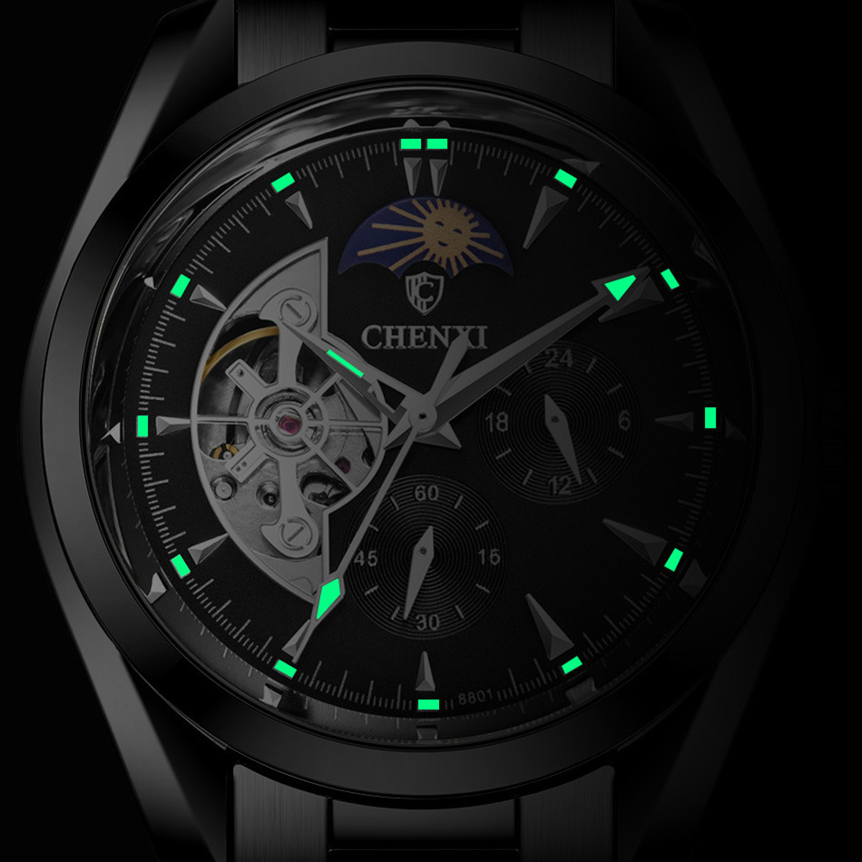 Men's Hand Waterproof Sun Moon And Stars Automatic Hollow Mechanical Watch - Image 9