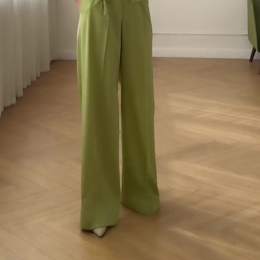 Women's Commuter High Waist Trendy Solid Color Short Sleeve Casual Two-piece Suit - Image 5