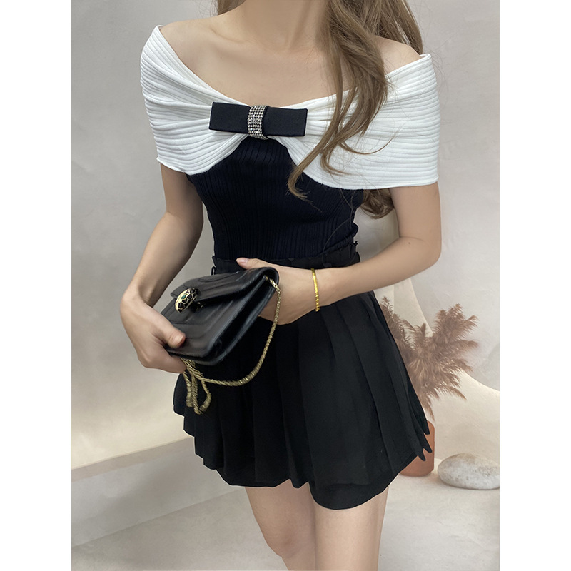 Bowknot Off-shoulder Knitted Top — изображение 6