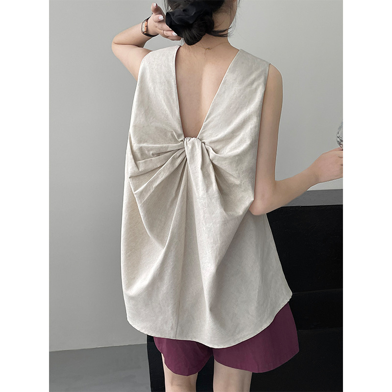 Sleeveless Shirt Loose Mid-length Top - Image 3